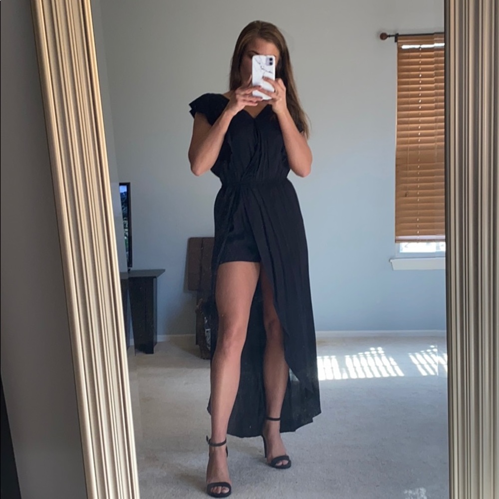 Black high low romper
